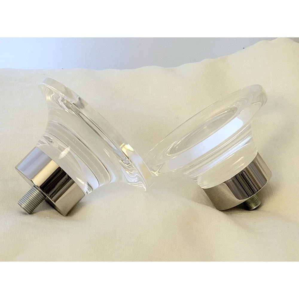 pair of Restoration Hardware Bayonne chrome finish crystal glass finials new